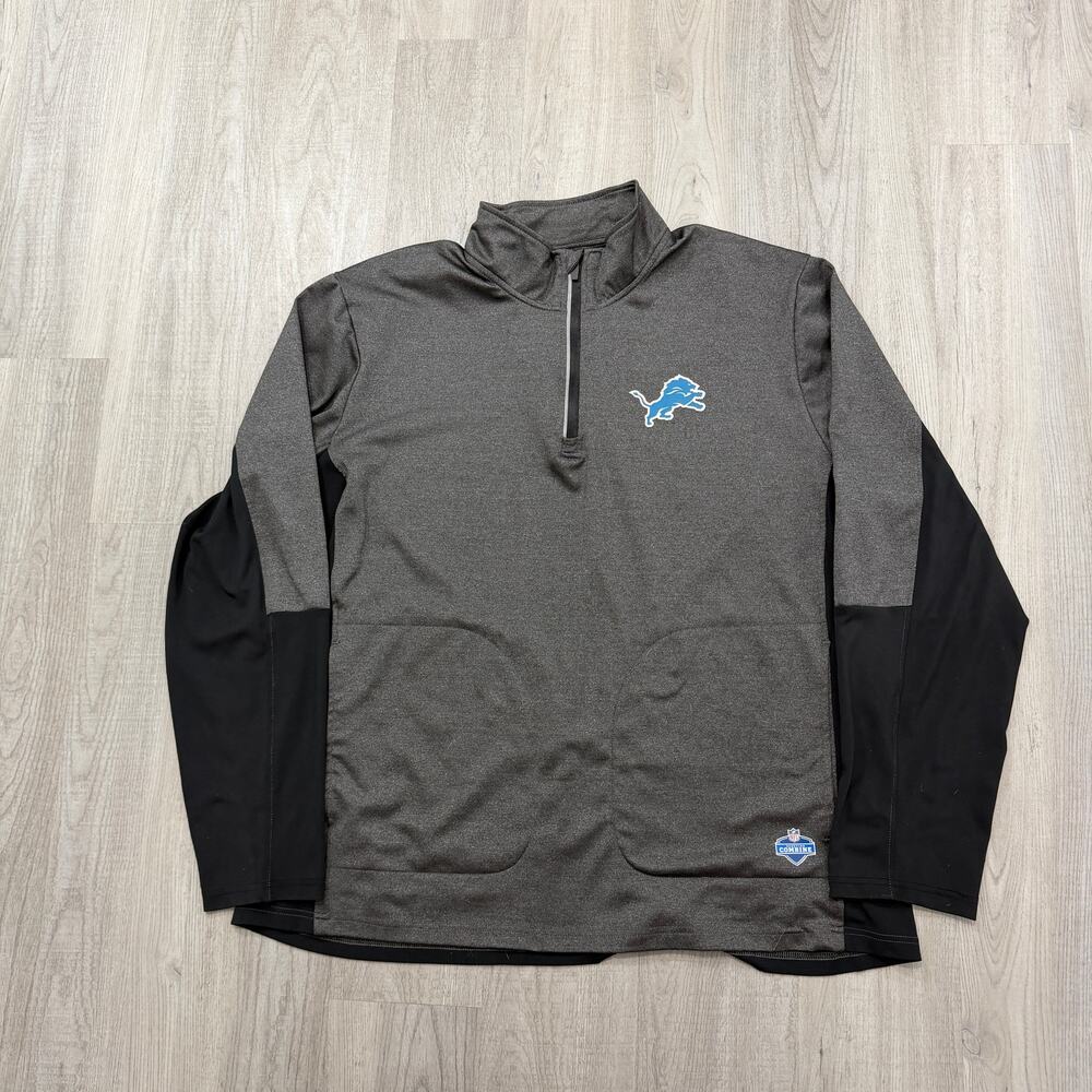 NFL Detroit Lions Scouting Combine 1/4 Zip Pullover Men's 2XL XXL Gray Blue